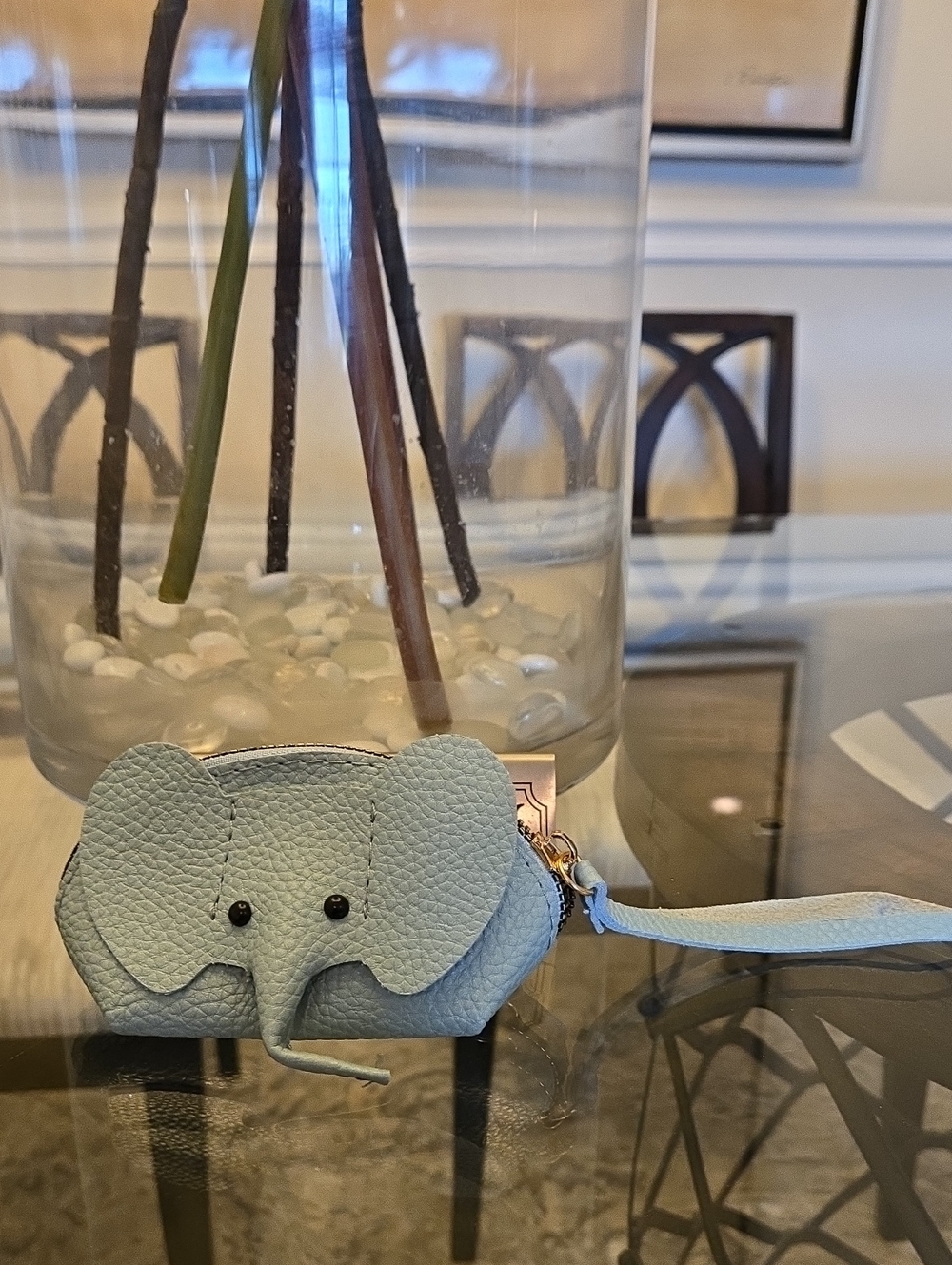 Light Blue Elephant wristlet/coin.purse Zipper closure - Stocking Stuffer